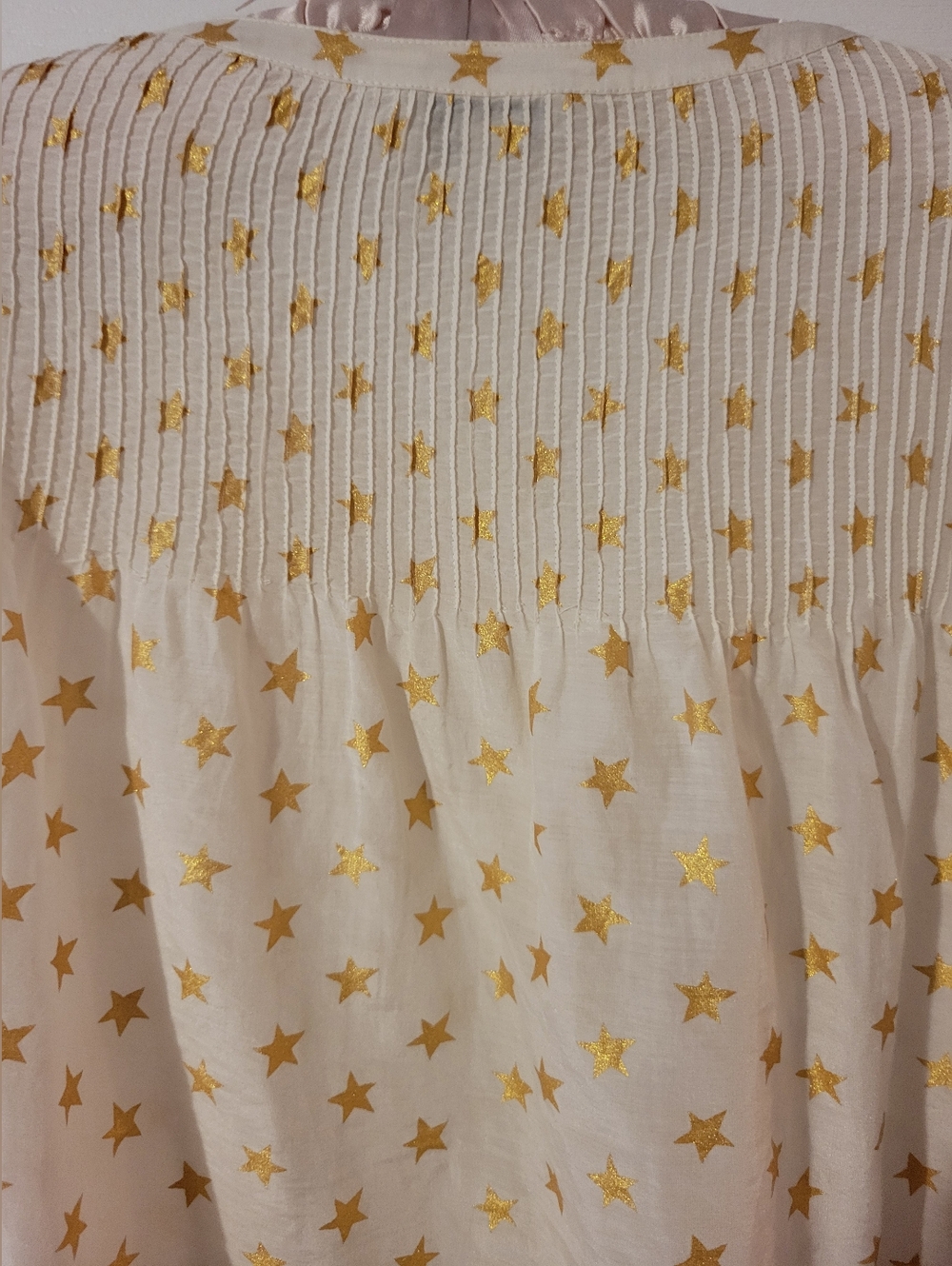 J Crew 100% Silk Cream Star-Print Long Sleeve Blouse Sz. 14 T - Picture 7 of 11
